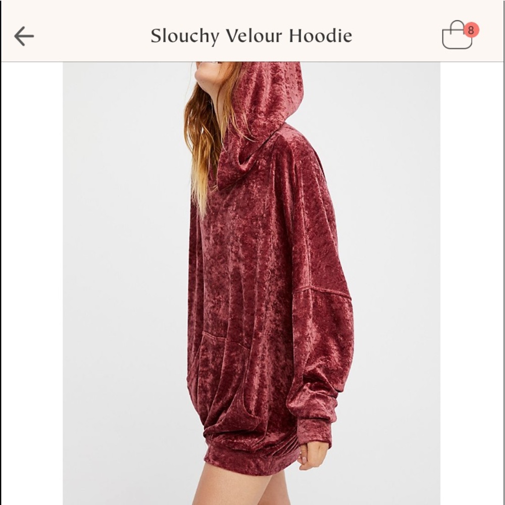 Free people slouchy  velour hoodie